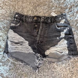 ZARA black ripped shorts